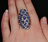 Крупное кольцо с кабошонами синих сапфиров Серебро 925