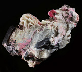 Кристаллы рубеллитов, дымчатый кварц и лепидолит на клевландите 956 грамм 