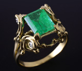 Кольцо с уральским изумрудом и бриллиантами Золото