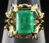 Кольцо с уральским изумрудом и бриллиантами