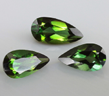 Набор из 3 зеленых турмалинов 0,97 карат 