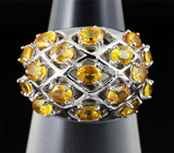 Кольцо c золотистыми сапфирами Серебро 925