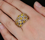 Кольцо c золотистыми сапфирами Серебро 925