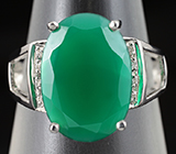 Кольцо с зеленым агатом Серебро 925