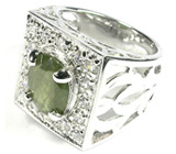 Перстень с зеленым сапфиром Серебро 925