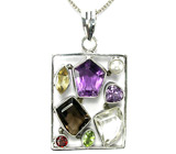 Стильный кулон с самоцветами Серебро 925