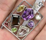 Стильный кулон с самоцветами Серебро 925