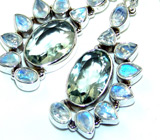 Серьги с лунным камнем и аметистом Серебро 925