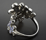 Оригинальное кольцо с танзанитами и цаворитами Серебро 925