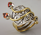 Кольцо c лабораторными опалами Серебро 925