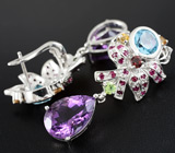 Серьги из коллекции "Multistone" с самоцветами Серебро 925