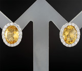 Пусеты с цитринами Серебро 925