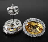 Пусеты с цитринами Серебро 925