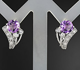 Замечательные серьги с аметистами Серебро 925
