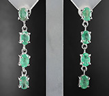 Изящные серьги с изумрудами Серебро 925