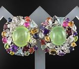 Потрясающие КРУПНЫЕ серьги с самоцветами! Ручная работа Серебро 925