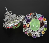 Потрясающие КРУПНЫЕ серьги с самоцветами! Ручная работа Серебро 925