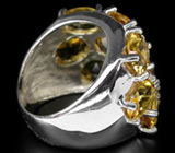 Широкое кольцо с золотистыми цитринами Серебро 925