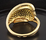 Кольцо с 78 уральскими демантоидами гранатами 1,326 карат и бриллиантами Золото