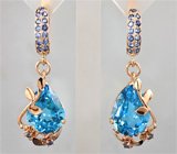 Серьги с топазами и синими сапфирами Золото