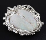 Кулон с окаменевшим опализированным моллюском, цаворитами и разноцветными сапфирами