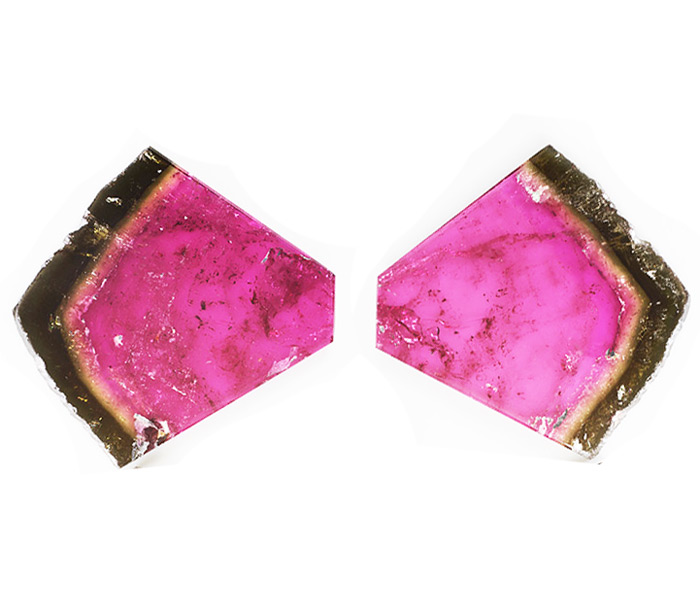 Редкость! Пара крупных слайсов арбузных турмалинов 79,73 карат