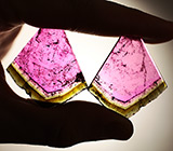 Редкость! Пара крупных слайсов арбузных турмалинов 79,73 карат 