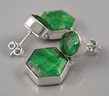 Серьги с индийскими изумрудами Серебро 925