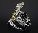 Кольцо с перидотом, аметистами и розовым сапфиром от "Goldlip" Серебро 925