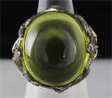 Кольцо из серебра 925 пробы с цитрином "зеленое золото", аместистами и сапфирами. Серебро 925