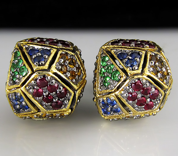 Серьги из серебра 925 пробы с самоцветами.