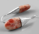 Серьги с солнечным камнем Серебро 925