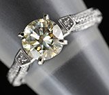 Золотое кольцо с крупным бриллиантом 1+ карат Серебро 925