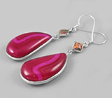 Серьги с агатами Серебро 925