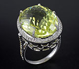 Кольцо c крупным лимонным цитрином Серебро 925