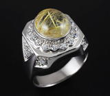 Стильное кольцо с рутиловым кварцем Серебро 925