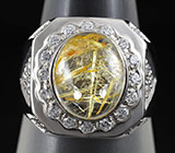 Стильное кольцо с рутиловым кварцем Серебро 925