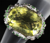 Крупное кольцо с цитрином, цаворитами и топазами Серебро 925