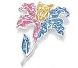 Брошь «Лилия» с мозаикой из перламутра Серебро 925