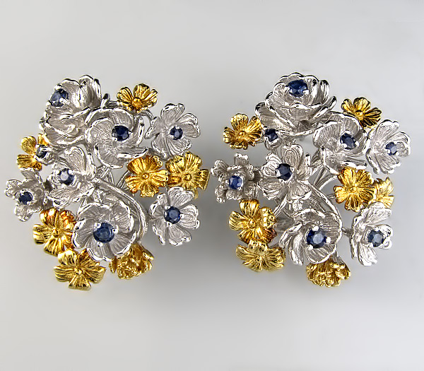 Серьги из серебра 925 пробы с синими сапфирами