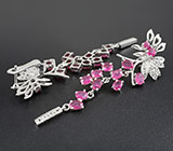 Роскошные серьги с пурпурными сапфирами и бесцветными топазами Серебро 925
