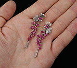 Роскошные серьги с пурпурными сапфирами и бесцветными топазами Серебро 925