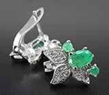Симпатичные серьги с изумрудами Серебро 925