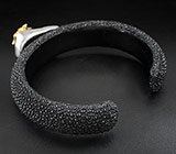 Браслет из кожи ската с хризоколлой и гранатами Серебро 925