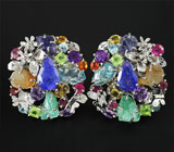 Потрясающие КРУПНЫЕ серьги с самоцветами! Ручная работа Серебро 925