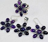 Комплект со сливовыми аметистами Серебро 925