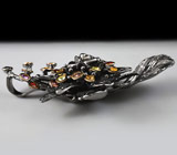 Кулон из серебра 925 пробы с гранатами, аметистами, перидотами и золотистыми сапфирами Серебро 925