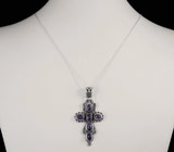 Кулон-крест с танзанитами Серебро 925