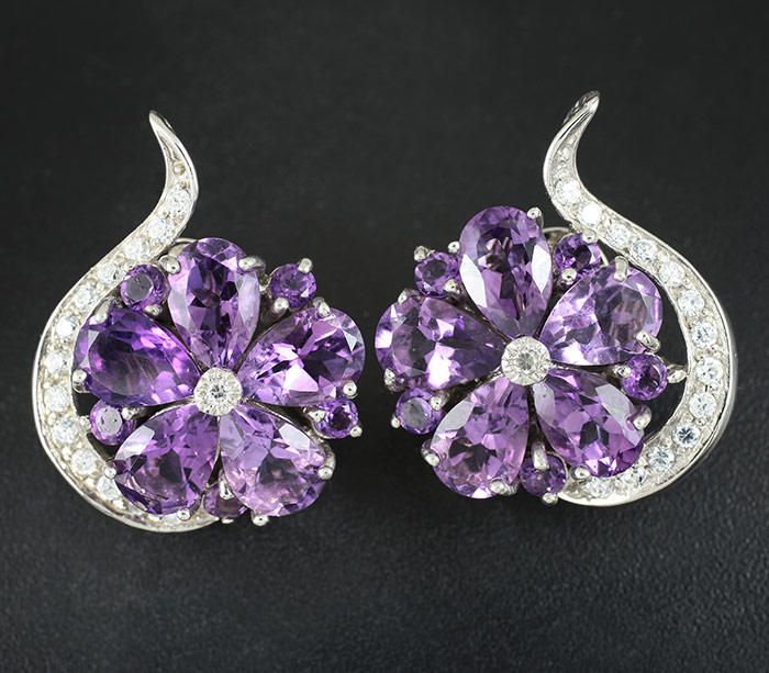 Крупные серьги с уругвайскими аметистами