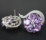 Крупные серьги с уругвайскими аметистами Серебро 925